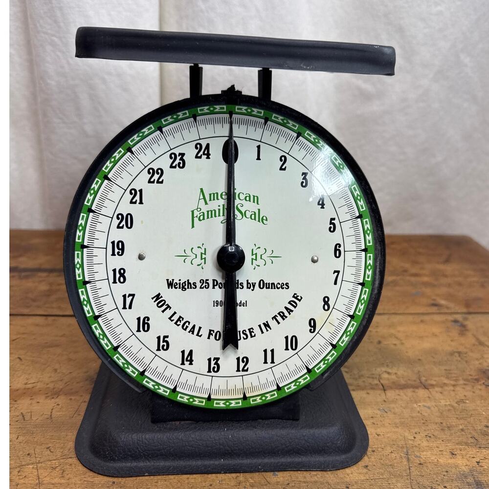 Vintage American Family Scale Black Metal Body Rustic Farmhouse Kitchen Décor